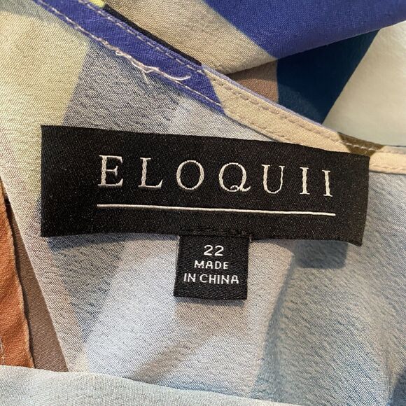 Eloquii A Line Colorful Geometric Allover Print Short Sleeve Long Dress Sz 22 - Picture 6 of 7